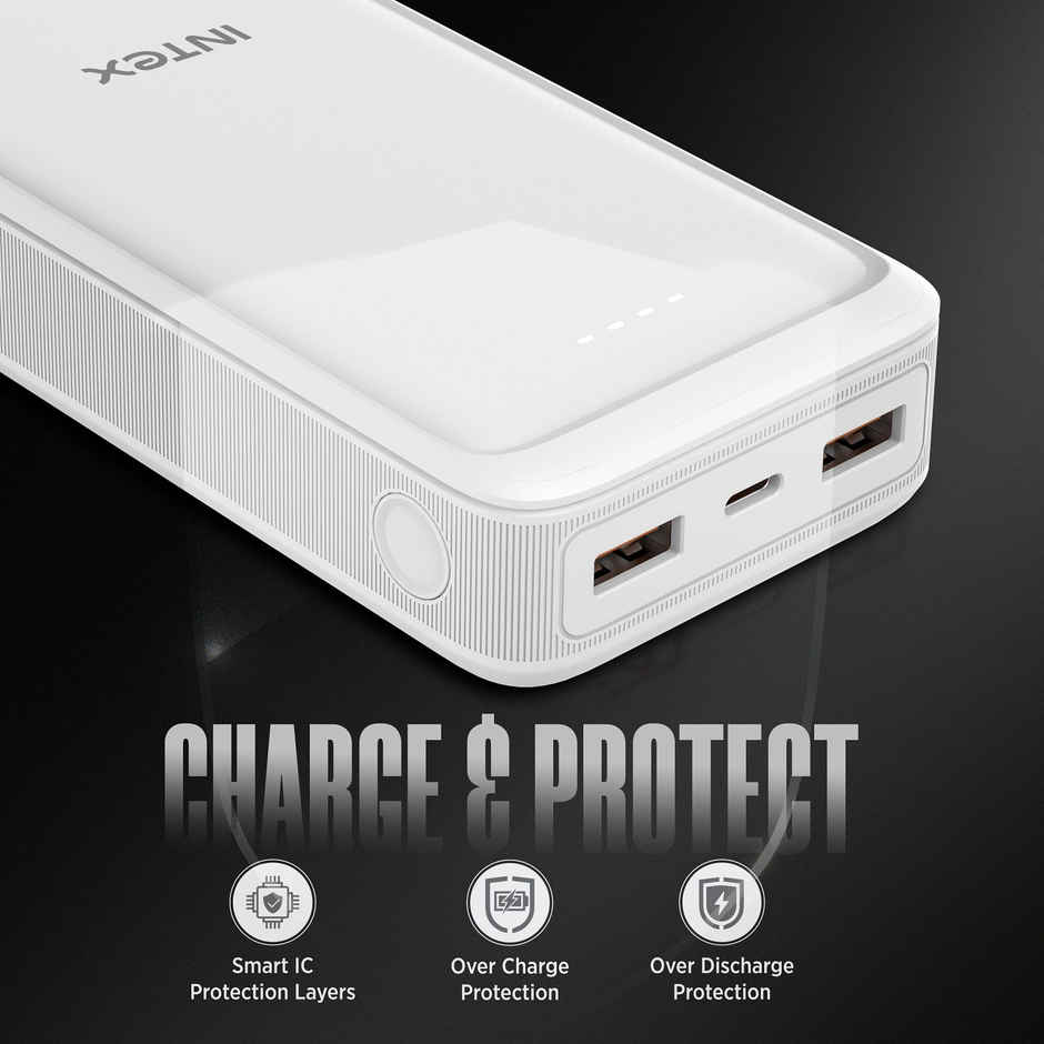 Intex 20000 mAh 22 W Power Bank (White, Lithium Polymer, Fast Charging for Mobile)