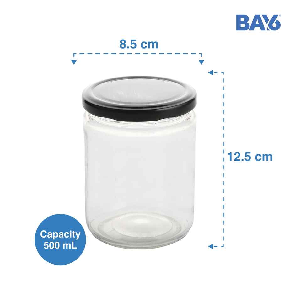 BAY6 Max Glass Jar Set with Metal Cap -500 ml - (3pc)