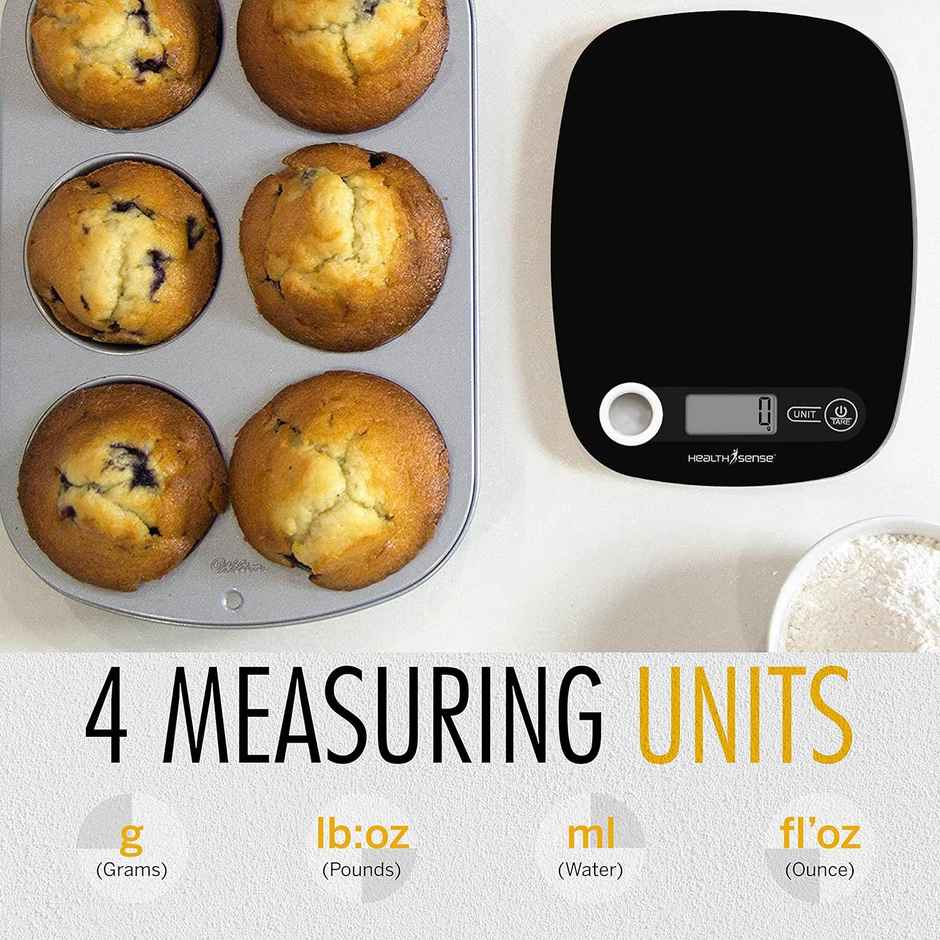 Healthsense Weight Machine For Kitchen,Touch Button,Tare Function 1 Year Warranty - Chef-Mate Ks 40