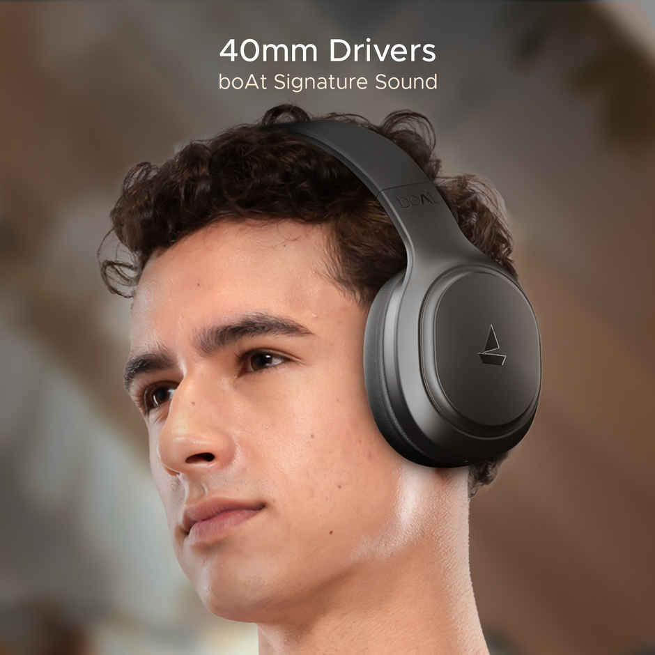 boAt Rockerz 430 BT Headphones w/ 40mm Drivers, 40H Playtime, Voice Assistant & BTv5.4 (Black Sabre)