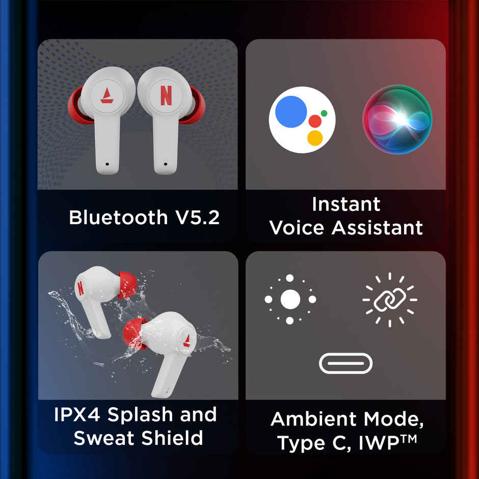 boAt Airdopes 411 ANC TWS Earbuds with Active Noise Cancellation | Upto 17.5 Hours Playback | White