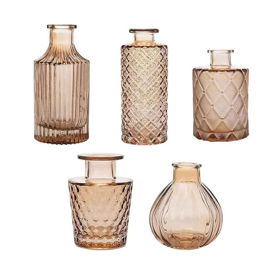TIED RIBBONS Glass Vase Set | Brown