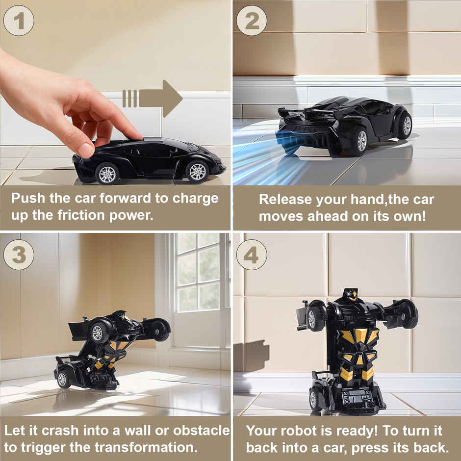 Race N Roll Deforming Friction Car Lam Black