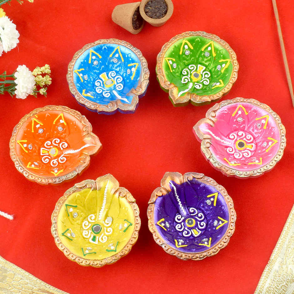 Designer Clay Diya | Pack of 6 | | Satvik