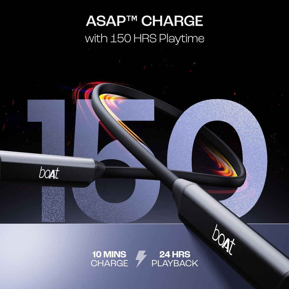 boAt Rockerz Trinity BT Neckband w/ 150H Playtime, Crystal Bionic Sound & ASAP Charge (Cosmic Black)