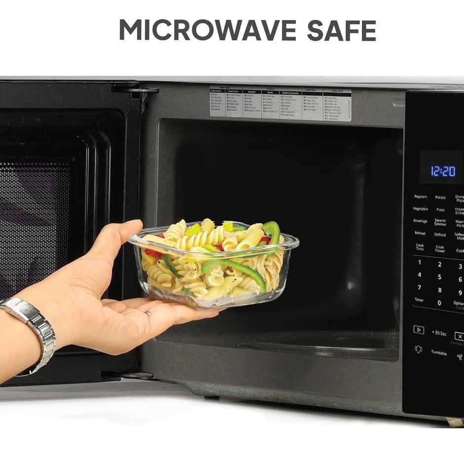 Cello Glassy Square Bottle Lunch Box | Borosilicate Glass | 3 x 320ml and 500 ml | Clear