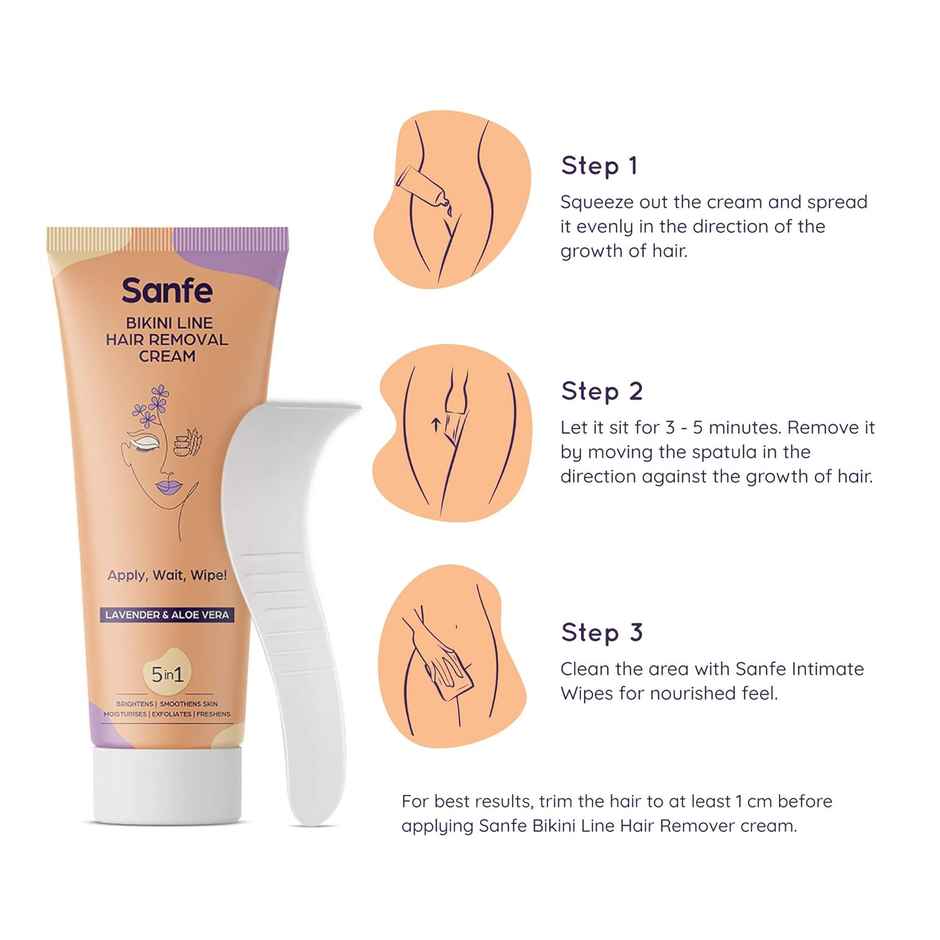 Sanfe Hair Removal Cream With Aloe Vera & Coconut Extracts Bikini Line Hair Removal