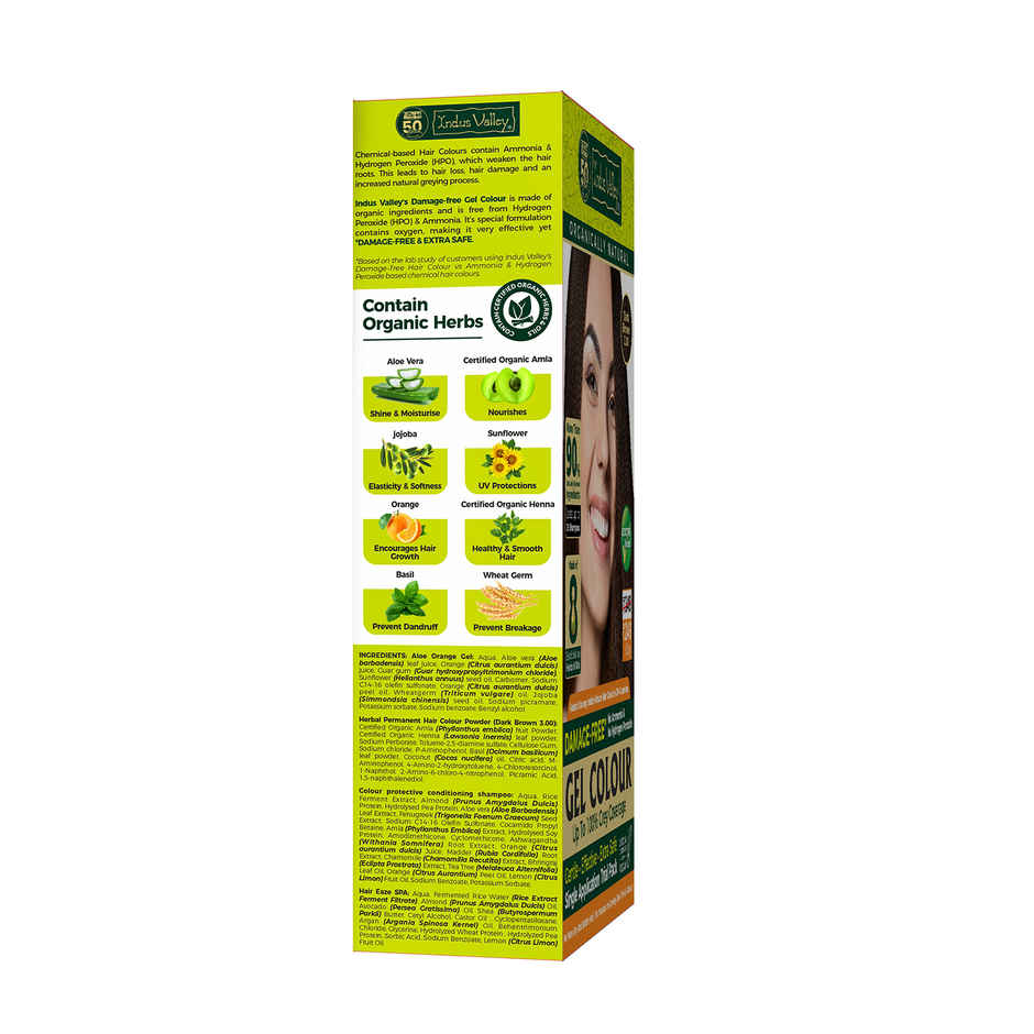 Indus Valley Gel Hair Colour for Women & Men Damage, Ammonia & PPD Free Hair Color | Dark Brown