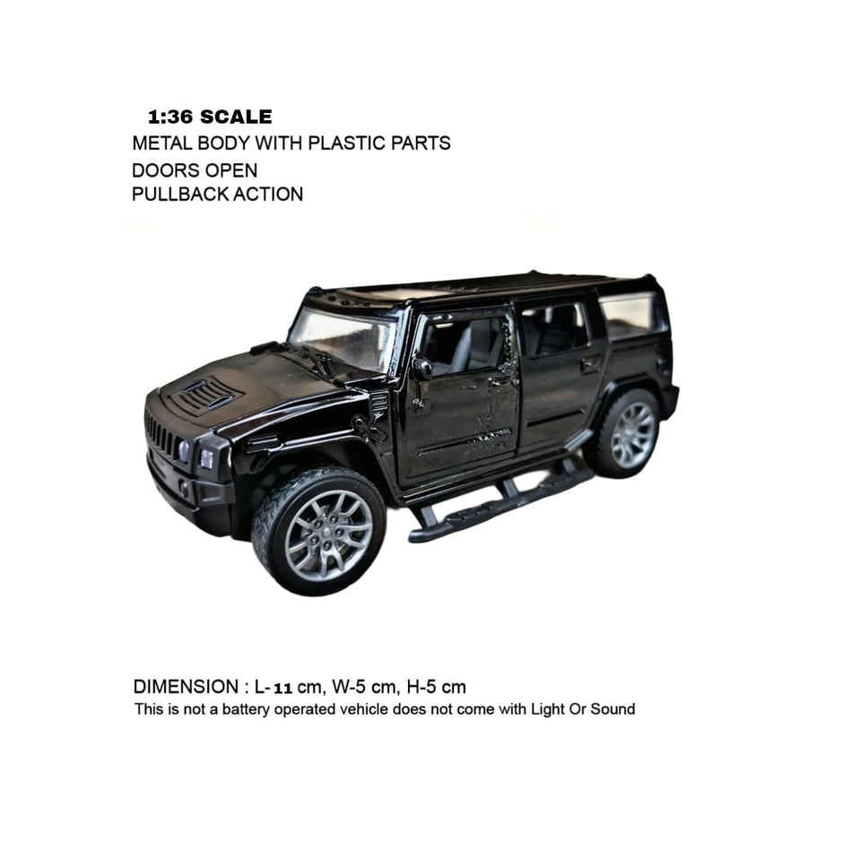 Toyshine 1:32 Scale Die Cast Racing H2 Model Vehicle Toy Car With Pull Back Function, Black