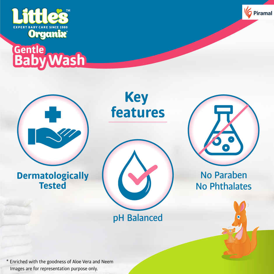 Little's Organix Moisturizing Baby Wash | Tear Free Baby Wash | Aloe Vera - Neem extract