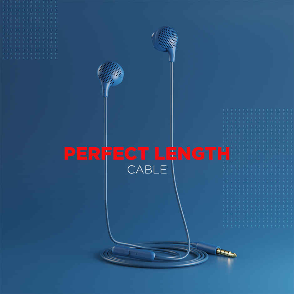 boAt Bassheads 104 Wired Earphones with 10 mm Drivers, Super Extra Bass & Mic (Blue)