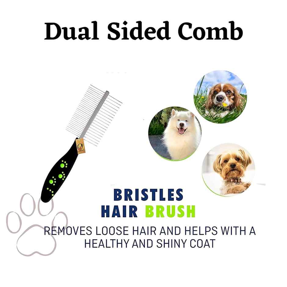Foodie Puppies Paw Double|Sided Grooming Pet Comb | Multicolor