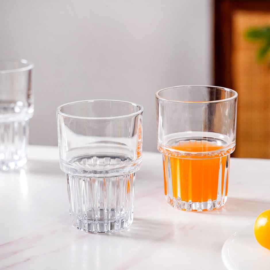 Nestasia Large Stackable Drinking Glass Tumblers | 340 ml