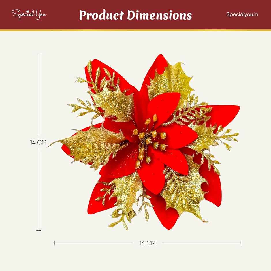 Christmas Decor Red Gold Flower | Special You
