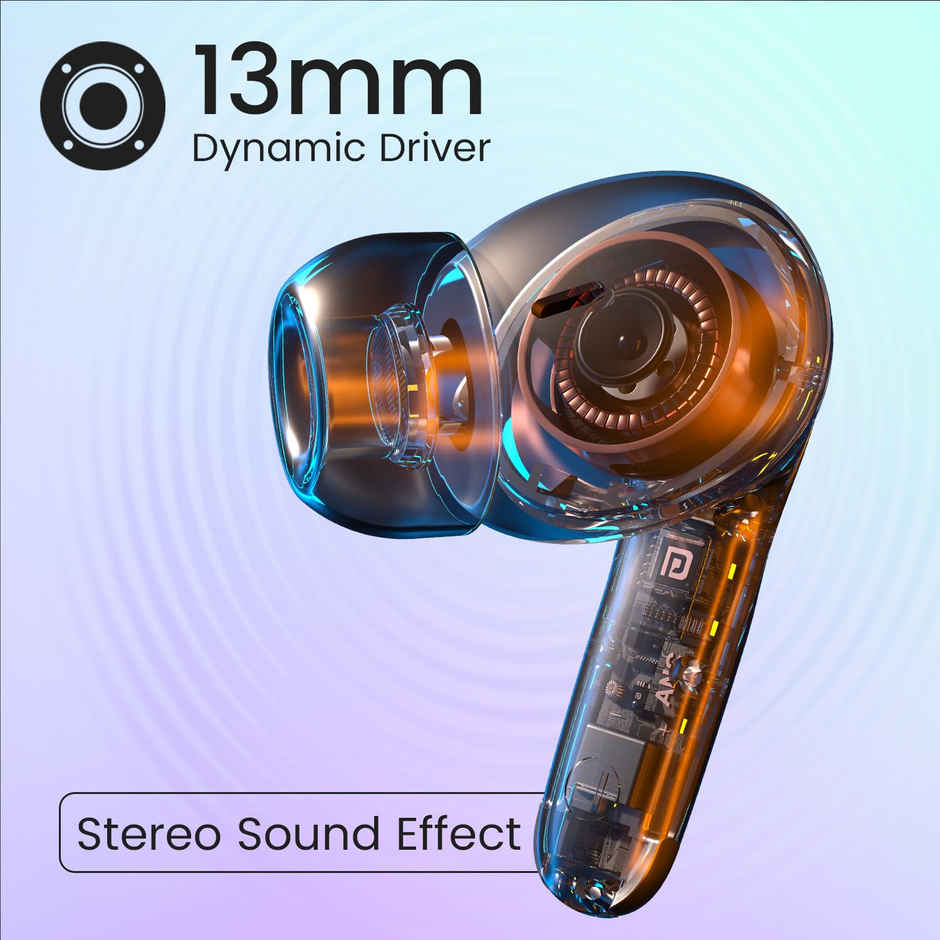 Portronics Harmonics Twins 28 ANC TWS in Ear Earbuds with Smart Touch Control, 50 Hours Playback, Quad Mic ENC, Low Latency, 13mm Dynamic Driver, IPX 5 Water Resistant, Fast Type C Charging - Black