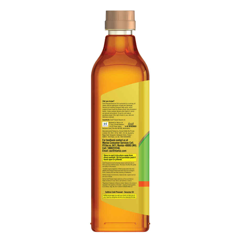 Saffola Sesame (Til-Gingelly) Seed Cold Pressed Oil | Helps Lower Cholesterol