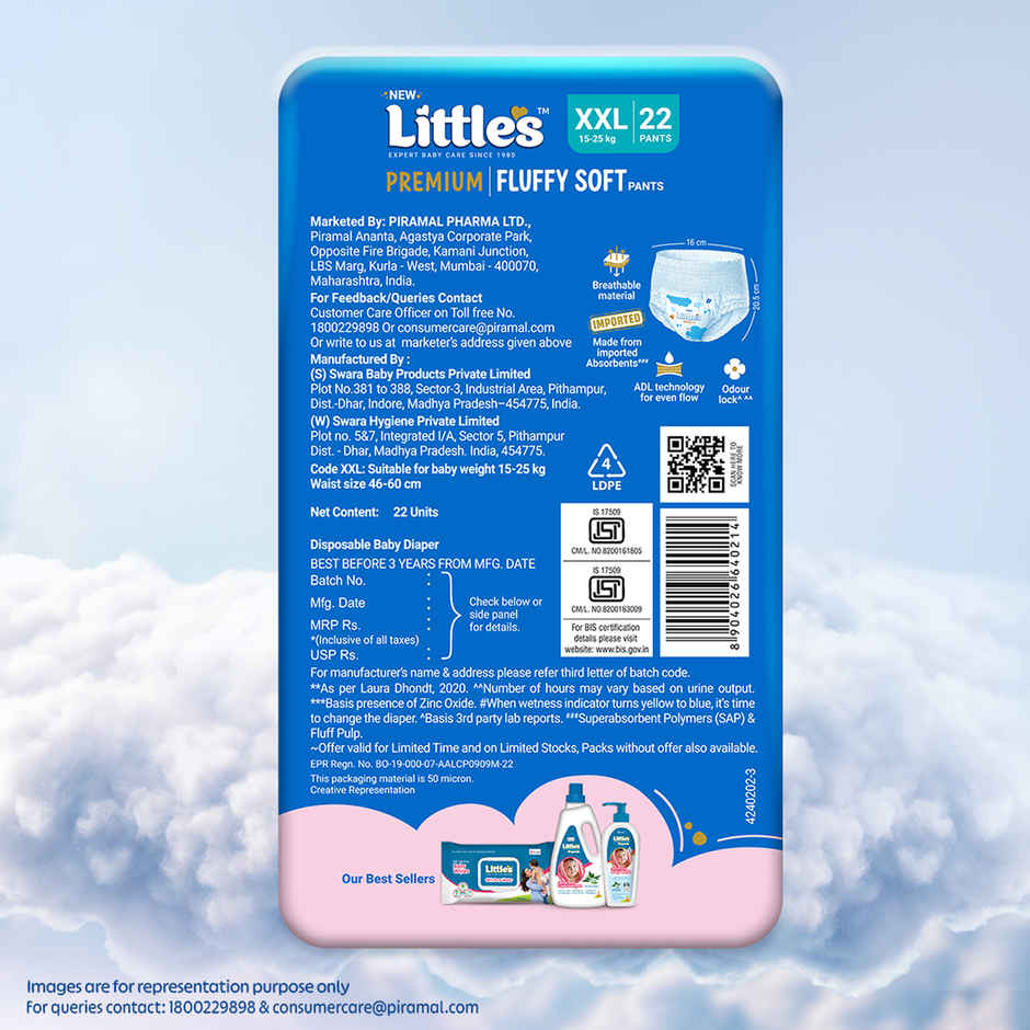 Littles Expert Baby Care Comfy Baby Diapers | Pant Style | 2XL | 22 pcs