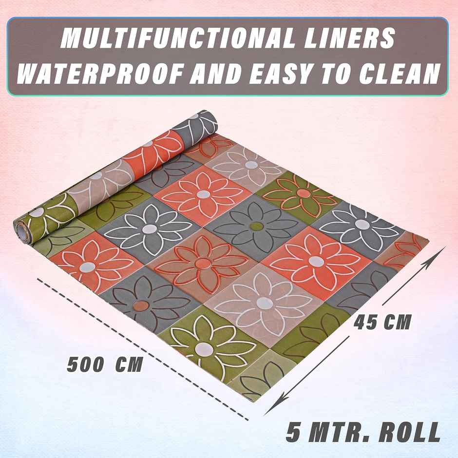 Kuber Industries Check-Design Cabinet Shelf Liner|Drawer Liner Mat|5 MTR|Orange