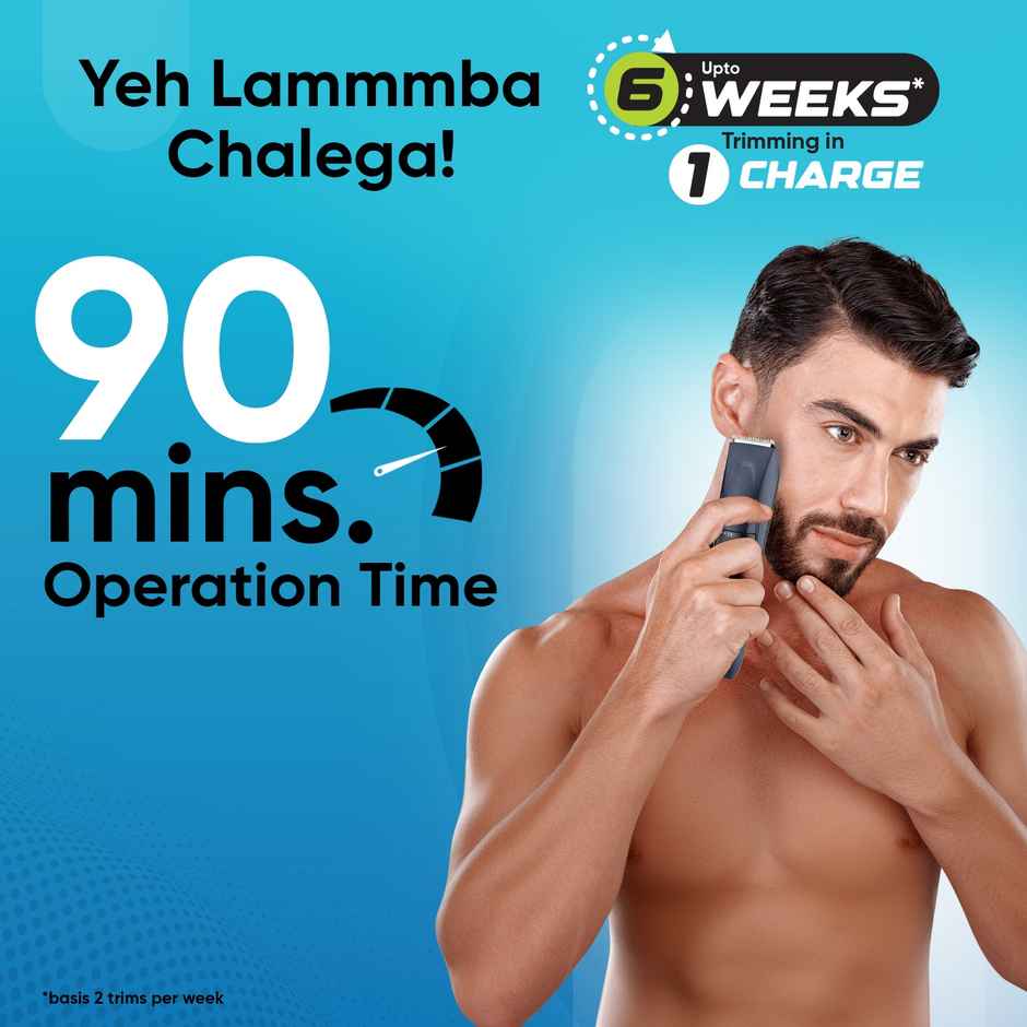 Vega Turbo One Beard Trimmer with 90min Runtime, Use Upto 6 Week in 1 Charge, (VHTH-40)