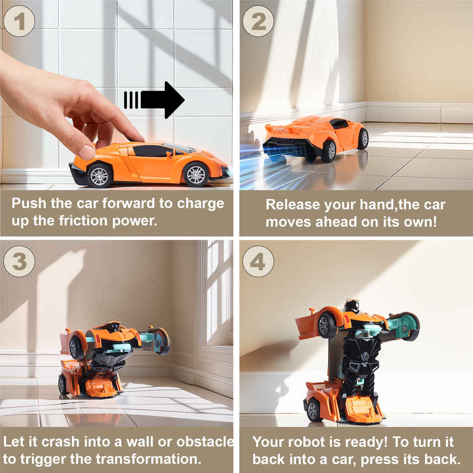 Race N Roll Deforming Friction Car Lam Orange