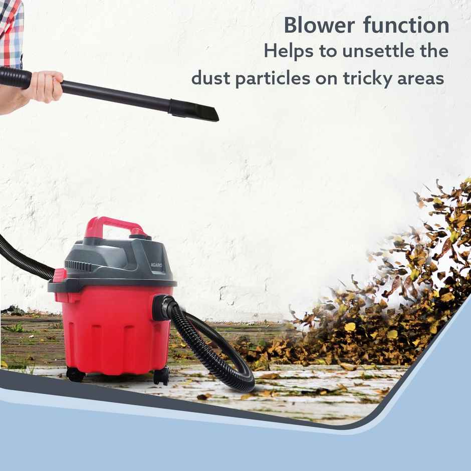 Agaro Rapid Vacuum Cleaner, 1000W, Wet & Dry, Blower Function, 10L Tank Capacity, 16.5 Kpa Suction