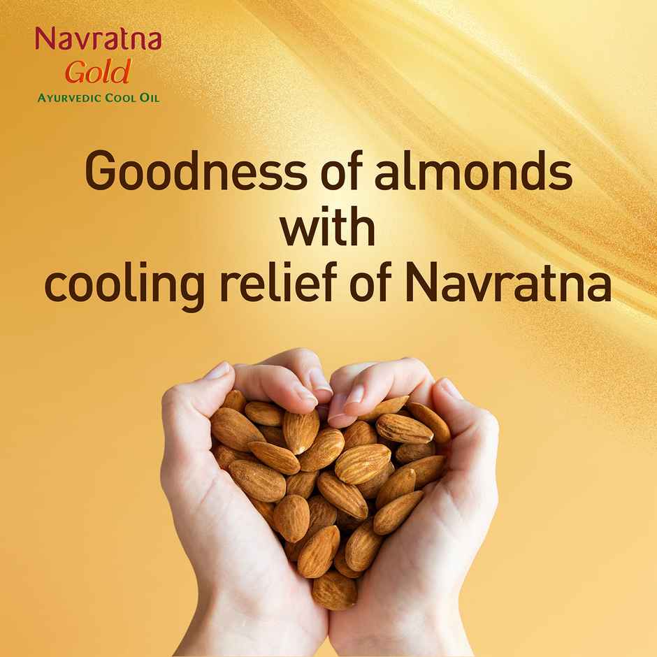 Navratna Gold Ayurvedic Hair Oil Non Sticky Mild Fragrance Goodness Of Almond
