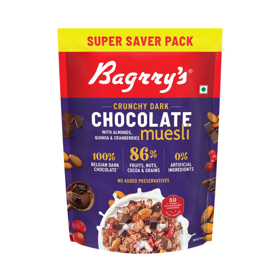 Bagrrys Crunchy Dark Chocolate Muesli with Almond Quinoa & Cranberries Pouch