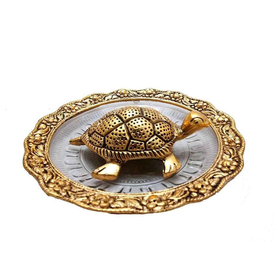 Perpetual Feng Shui Tortoise Showpiece | Golden Coated | Turtle Vastu Gift | Home Decoration