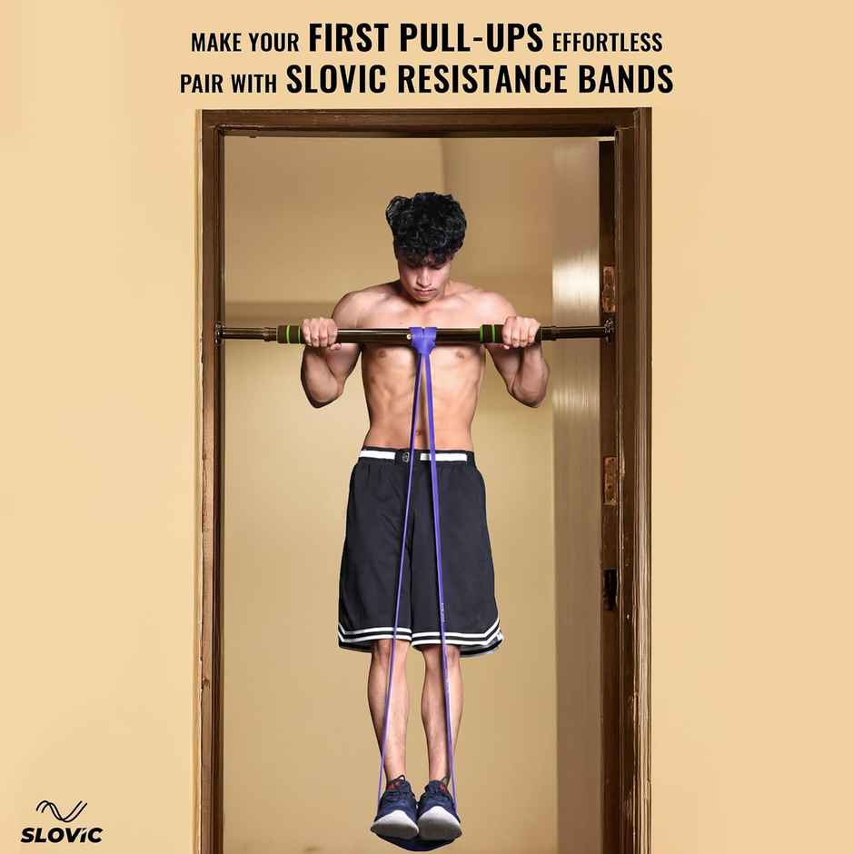 Slovic Pull Up Bar for Door Frame - Home Workout Equipment for Upper Body - Black