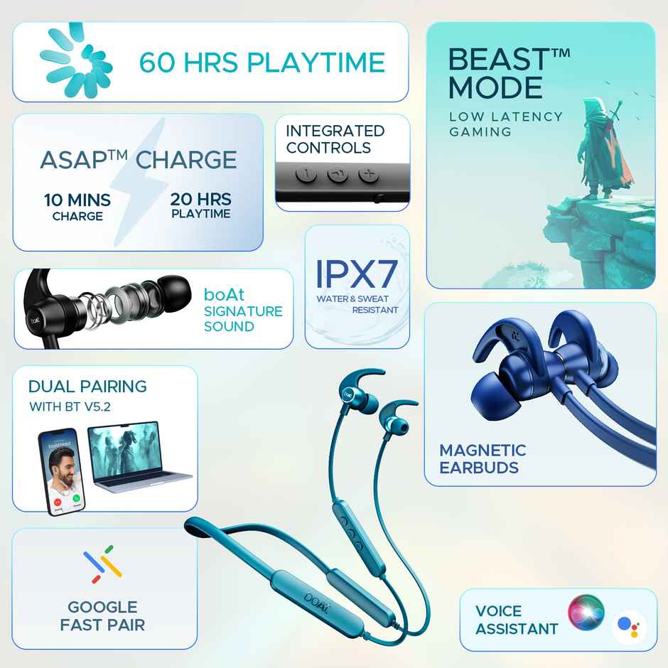 boAt Rockerz 255 Pro+ Bluetooth Neckband w/ 60H Playback, ASAP Charge & Dual Pairing (Active Black)