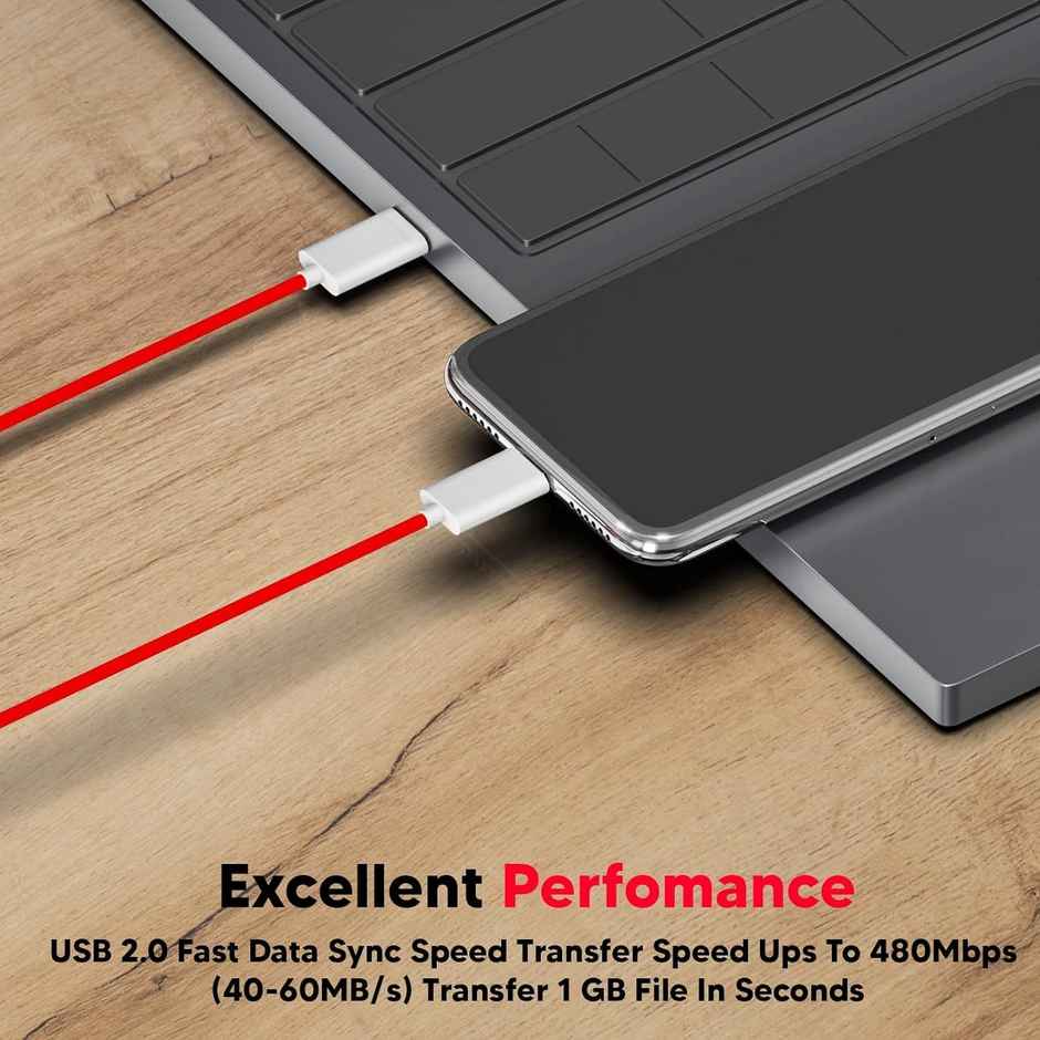 Ailkin SuperVooc C to C Dash Cable for Oneplus |1M| Red