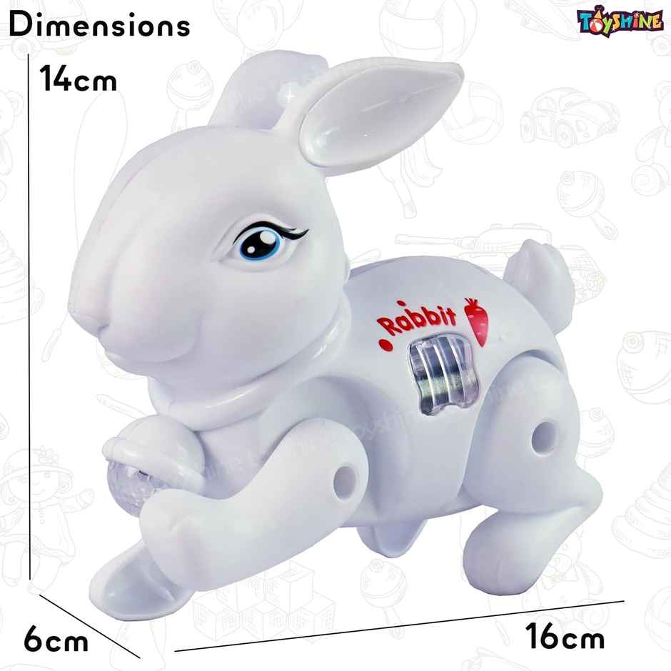 Toyshine Battery Operated Cute Interactive Walking Rabbit With Light & Sound , White