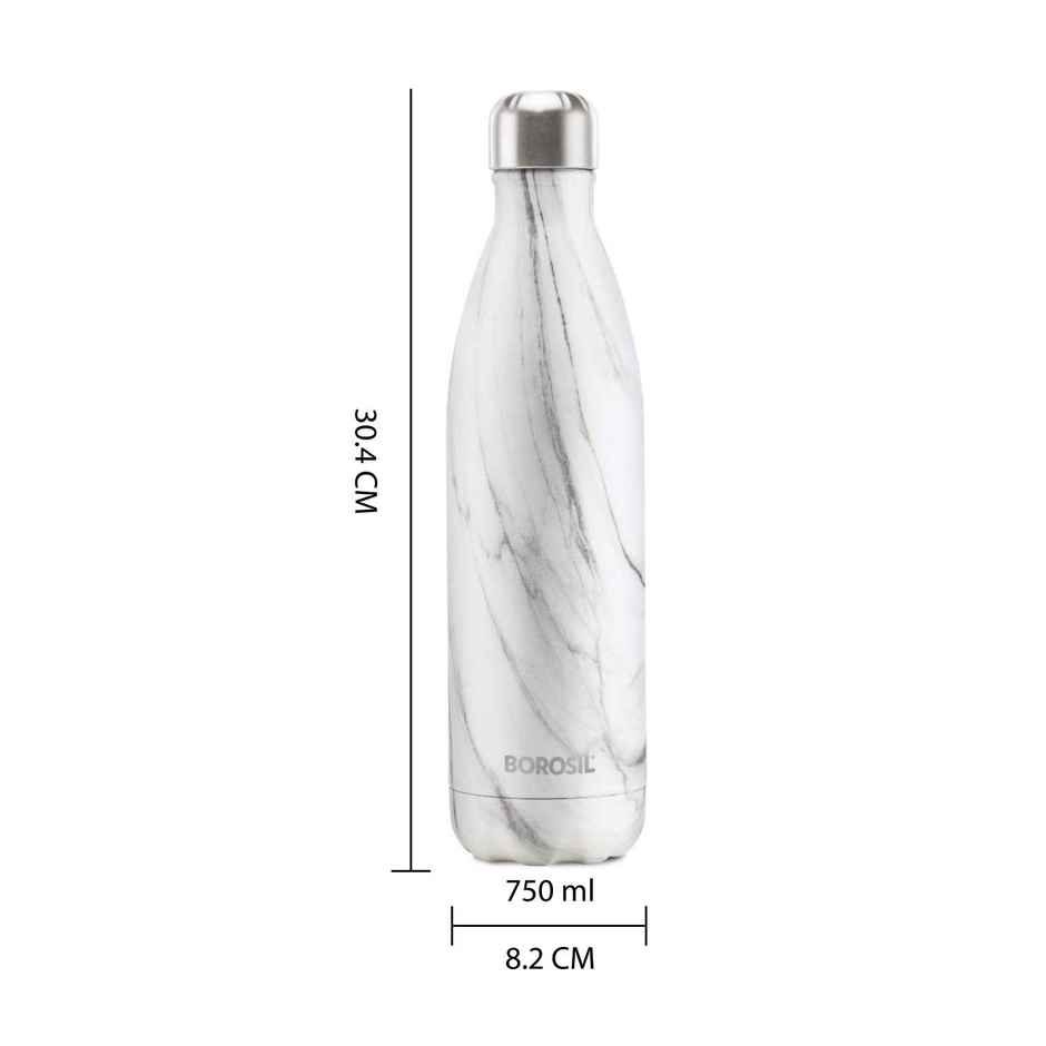 Borosil Bolt Marble Stainless Steel Water Bottle | 750 ml | Double Wall Vacuum Insulated Flask