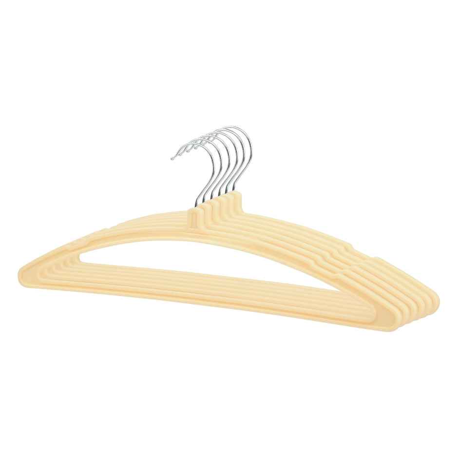 Kuber Industries Plastic (Set of 12) Saree Hanger for Wardrob | Shirt | Clothes | Dress (Cream)