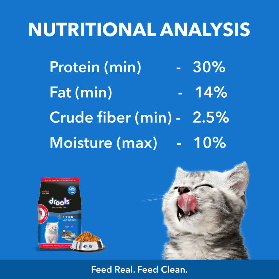 Drools Kitten | 1-12 Months Dry Cat Food, Mackerl, With Free Container