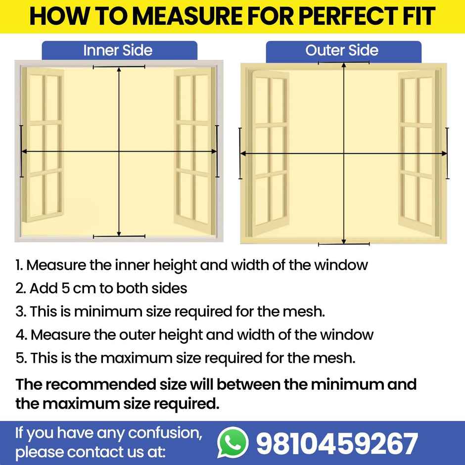 Mr. Right Stitched Mosquito Net For Window | Grey - 120 x 120 cm
