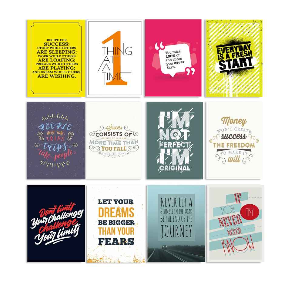 Paper Plane Design Motivational Wall Posters | Set of 12 | (29 cm x 21 cm) D35