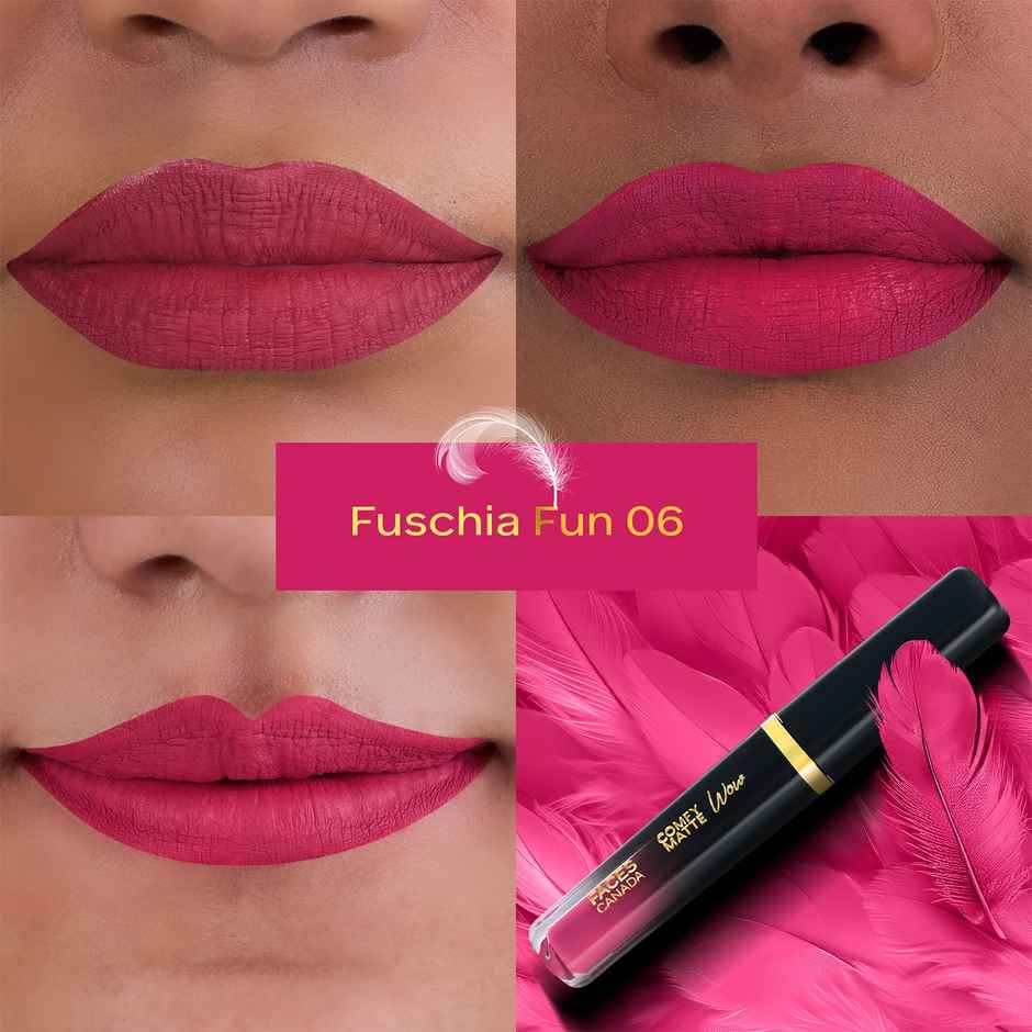Faces Canada Comfy Matte Wow Liquid Lipstick | Fuschia Fun 06, One Swipe Application