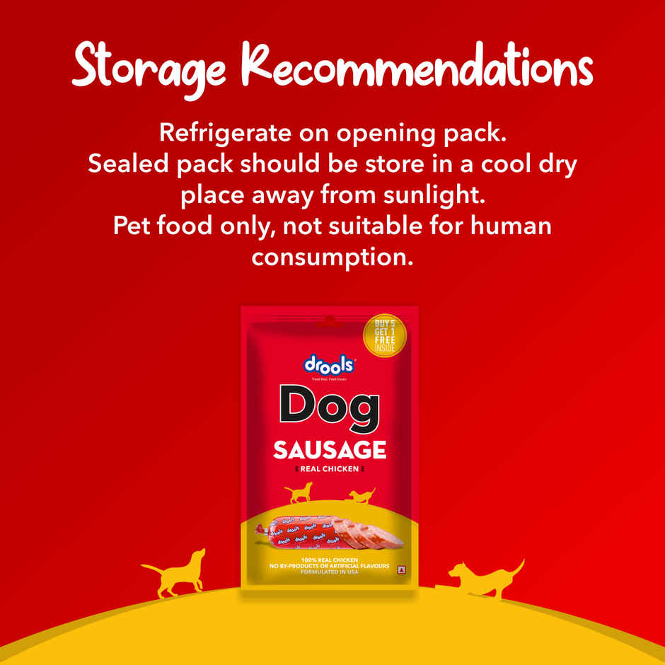Drools 100% Real Chicken Sausage Dog Treat - Pack of 6