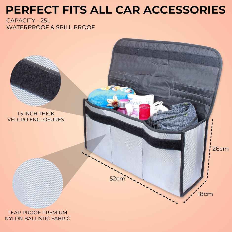 Autofy Spaze-5 Car Trunk Organizer Spill Proof Waterproof Anti-Skid Car Boot Organizer [Nylon]