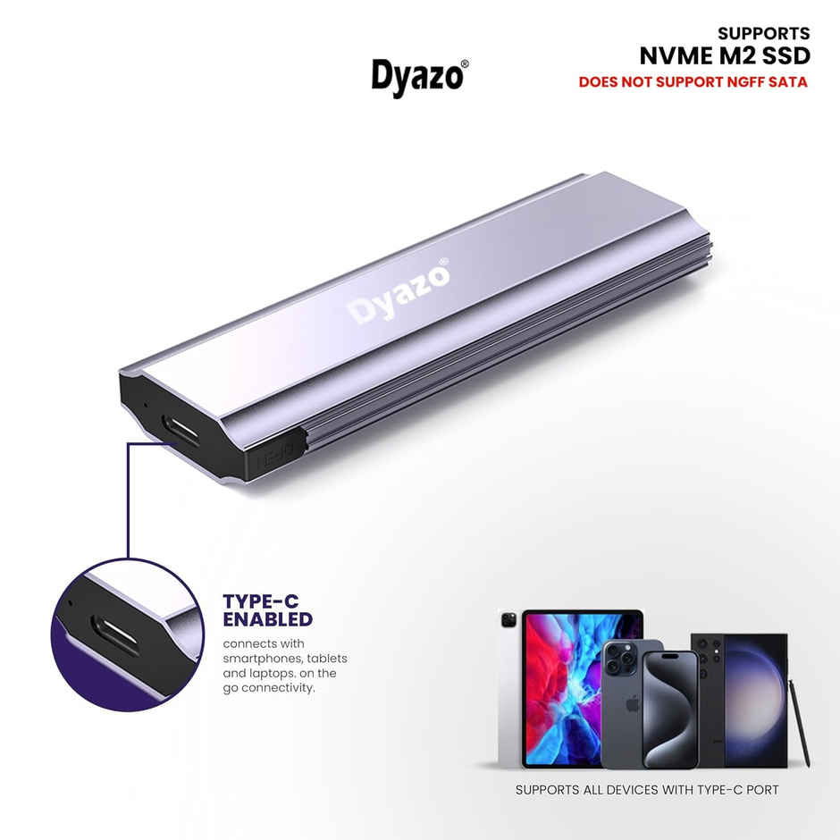 Dyazo USB 3.0 & Type C SSD Enclosure - 10 Gbps - NVME/M.2 Compatible