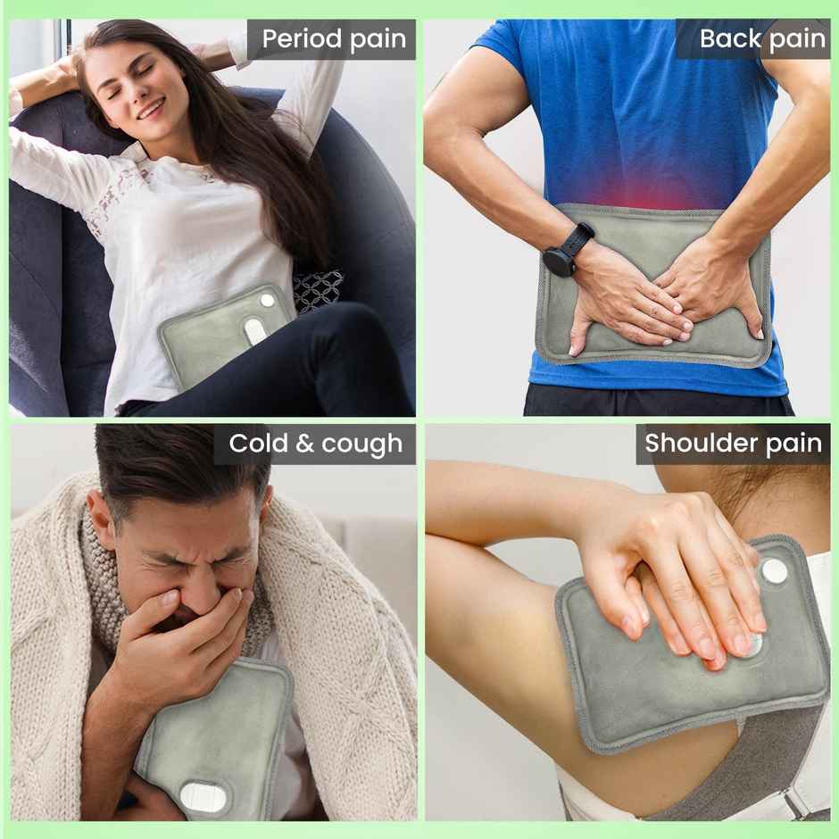 AGARO HB371 Hot Water Bag , Heating Bag for Pain Relief, Electric Heating Pad, 6 Layer PVC Fabric, Grey