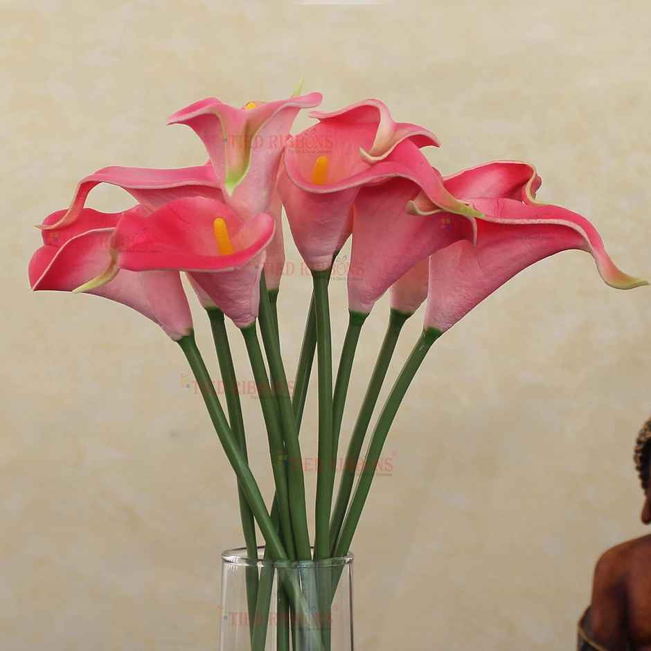 Tied Ribbons 10 Pcs Artificial Calla Lily Flowers Bunch