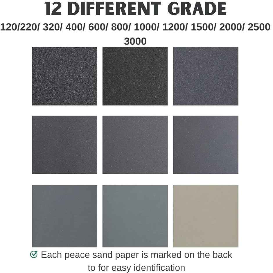 Lumivolt 4 pcs A4 Size Sanding Paper, Sanding Paper Set, Sand Papaer, Upgraded Dry Wet Waterproof