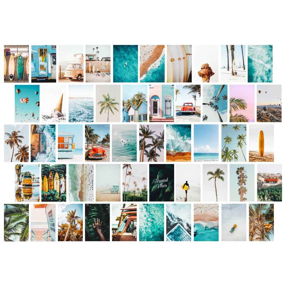Paper Plane Design Beach Wall Posters Collage 50 Pieces (4 Inch X 6 Inch) D3