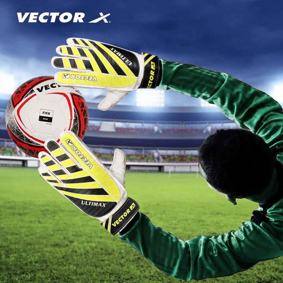 Vector X Ultimax Goalkeeper Gloves | Finger Saves & Grip| Youth | Adult | Multicolor | Size - 10