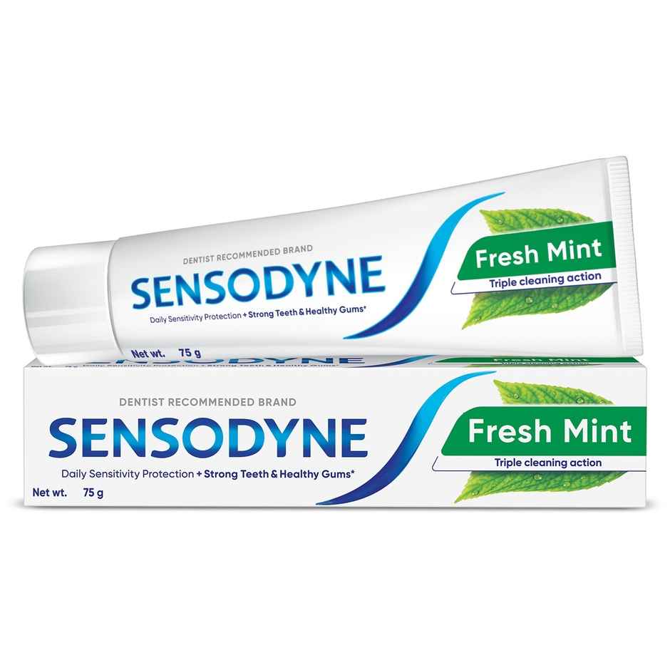 Sensodyne Toothpaste Fresh Mint (75g) & Sensodyne Mouthwash Complete Protection+ (100ml) & Sensodyne Sensentive Tooth Brush (4pc) Combo
