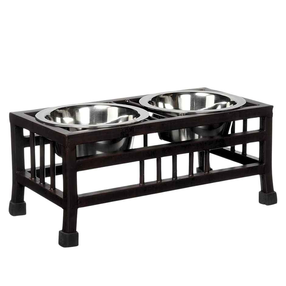 Pets Empire Metal Diner With Stainless Steel Bowls For Food & Water For Medium Breeds