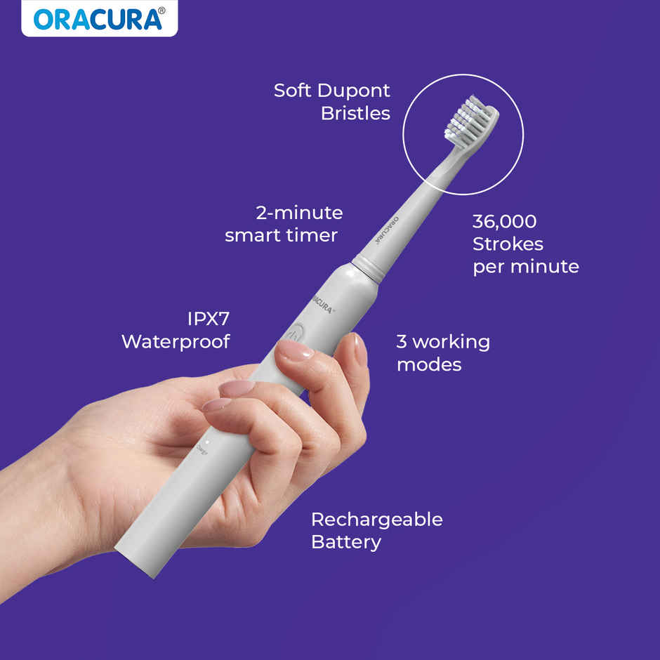 Oracura Sb200 Sonic Lite Rechargeable Electric Toothbrush Grey
