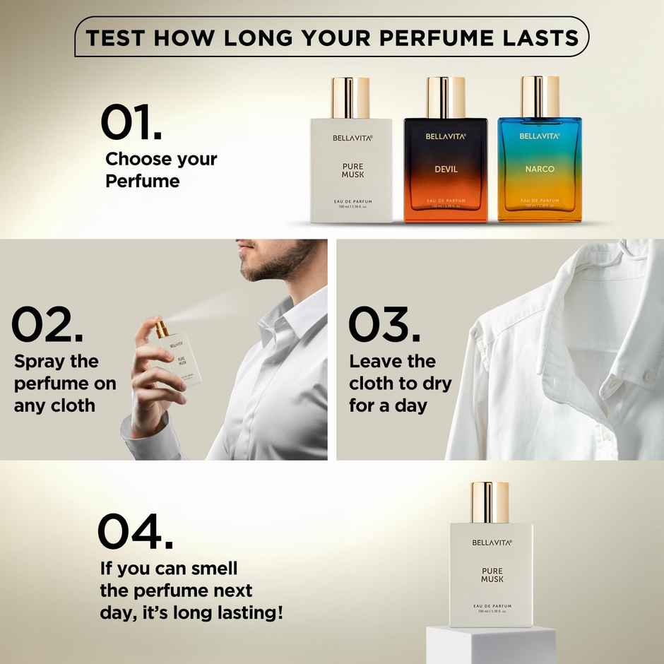 BELLAVITA Unisex Pure Musk Edp Long Lasting Perfume For Men And Women